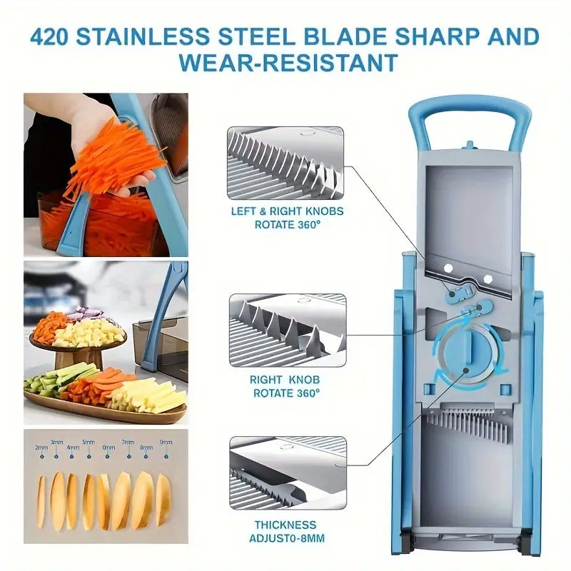 All-in-one vegetable slicer mandolin: chop, slice, and dice in seconds