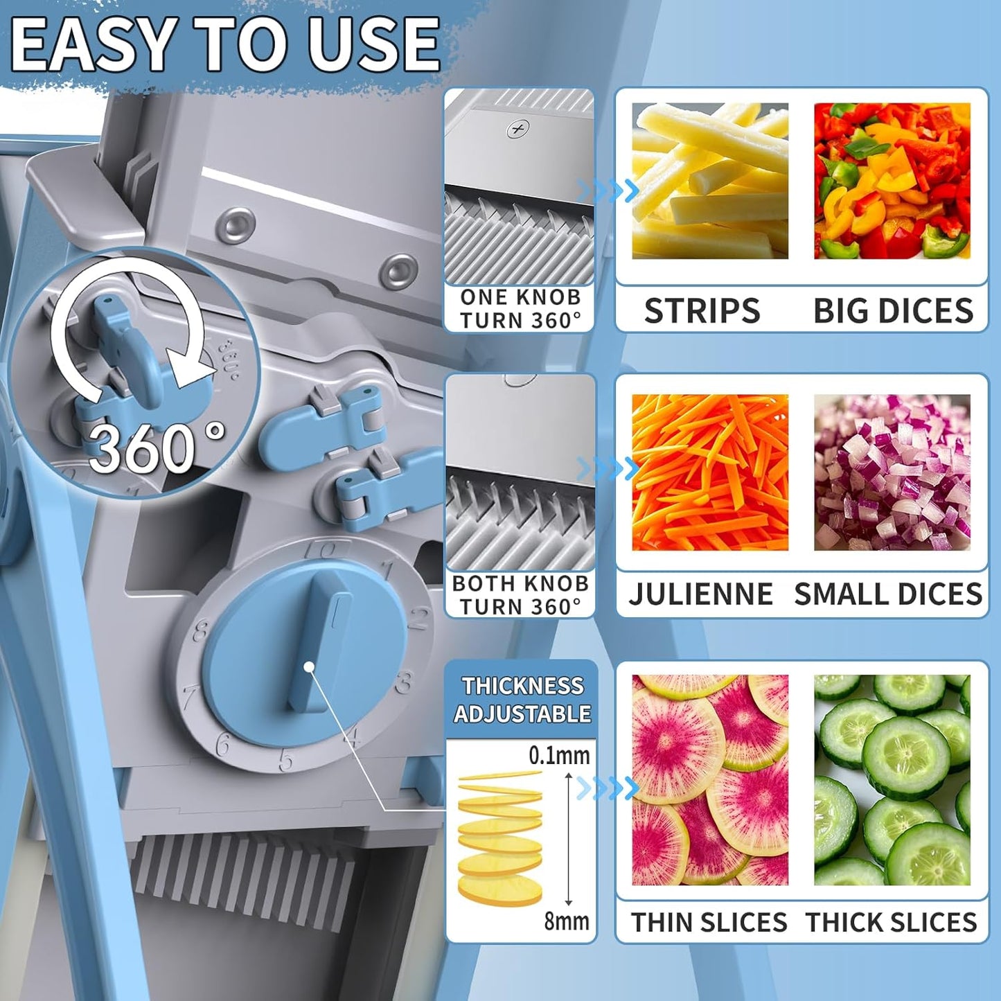 All-in-one vegetable slicer mandolin: chop, slice, and dice in seconds